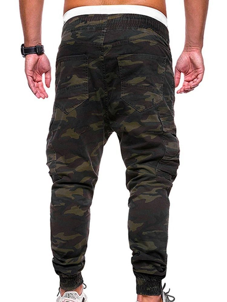 Print Camouflage Straight Mid Waist Men's Byxor