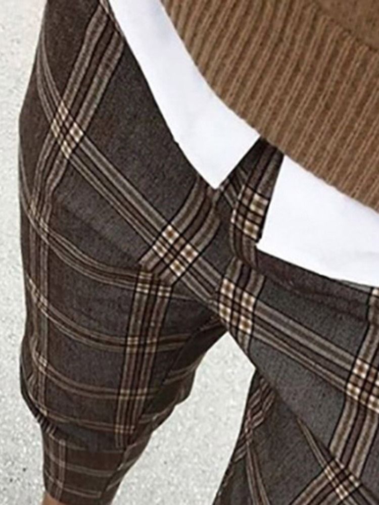 Print Plaid Pencil Pants Fall Men's Casual Pants