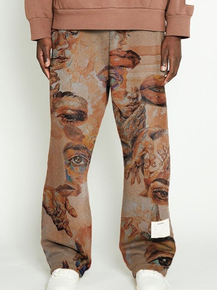 Print Straight Animal Mid Waist Casual Herrbyxor