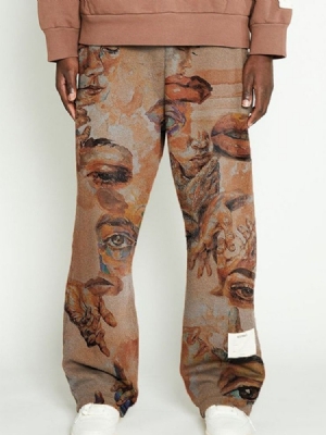 Print Straight Animal Mid Waist Casual Herrbyxor