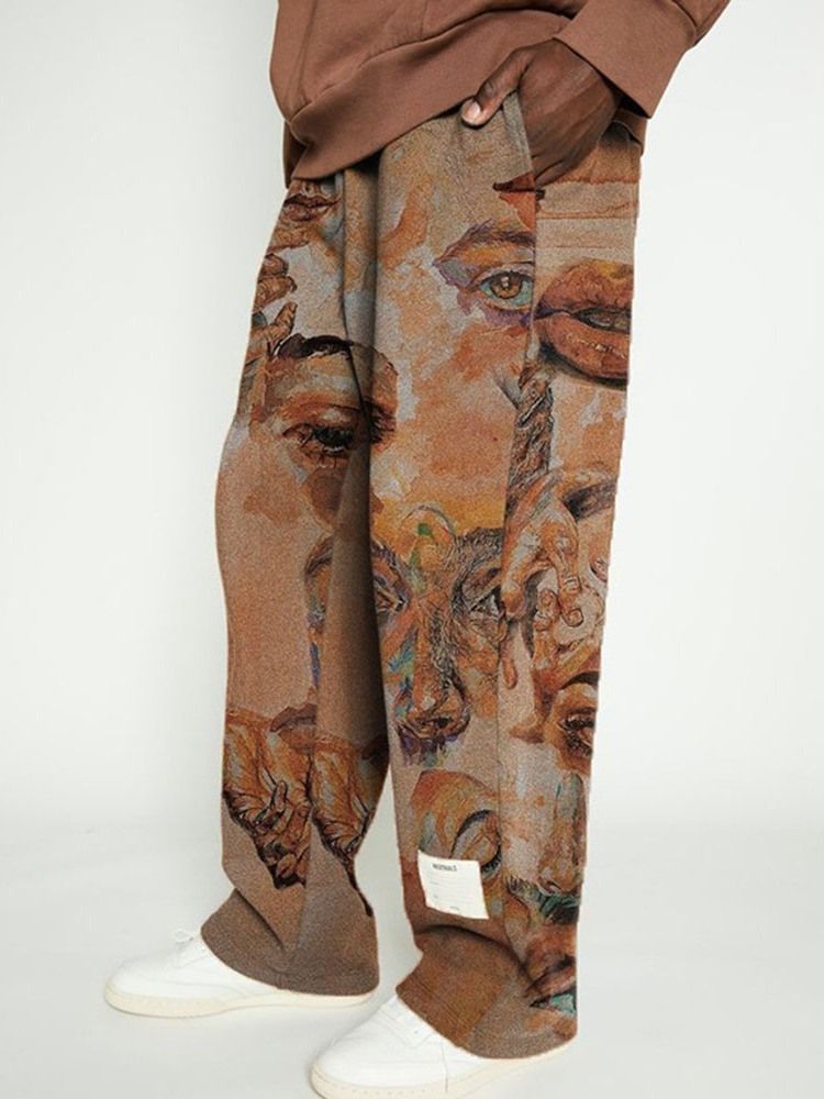 Print Straight Animal Mid Waist Casual Herrbyxor