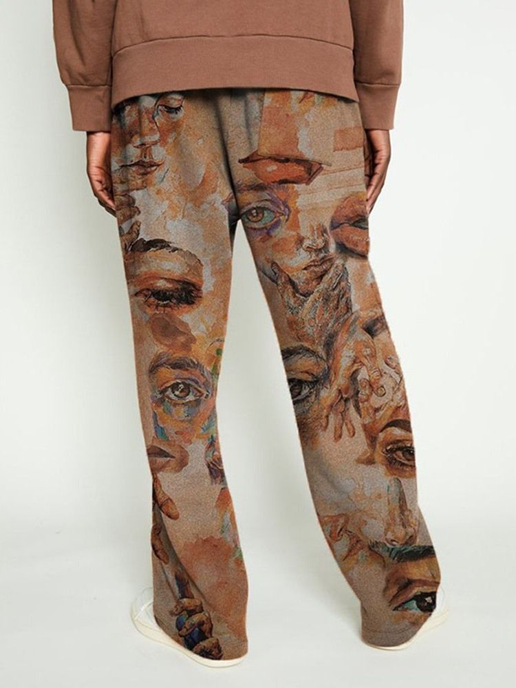 Print Straight Animal Mid Waist Casual Herrbyxor