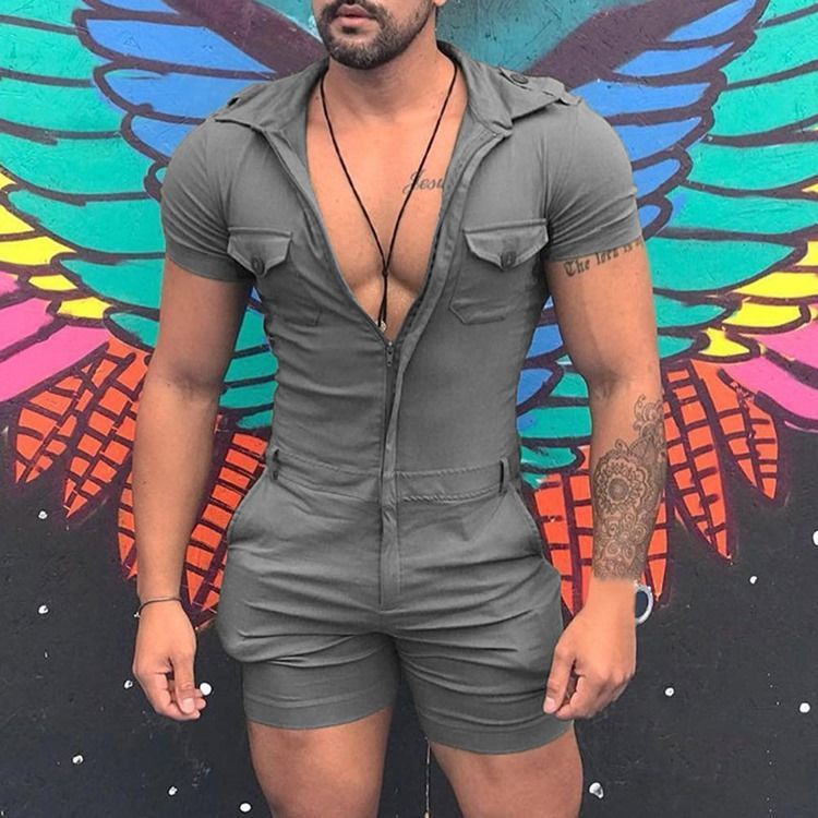 Shorts Plain Straight Men's Casual Jumpsuits Overalls