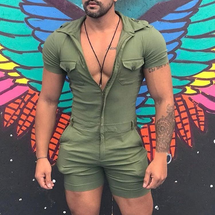 Shorts Plain Straight Men's Casual Jumpsuits Overalls