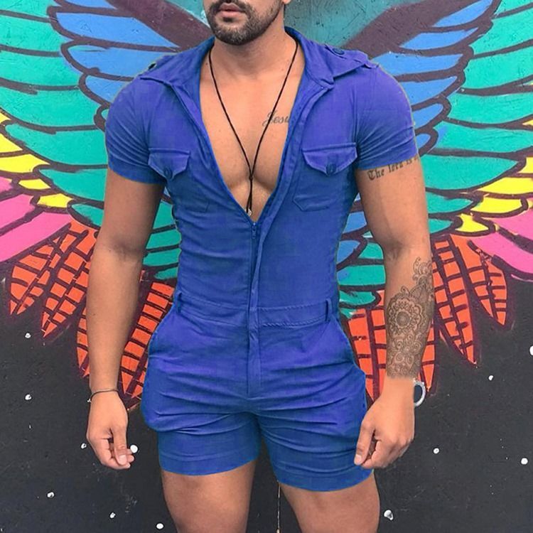 Shorts Plain Straight Men's Casual Jumpsuits Overalls