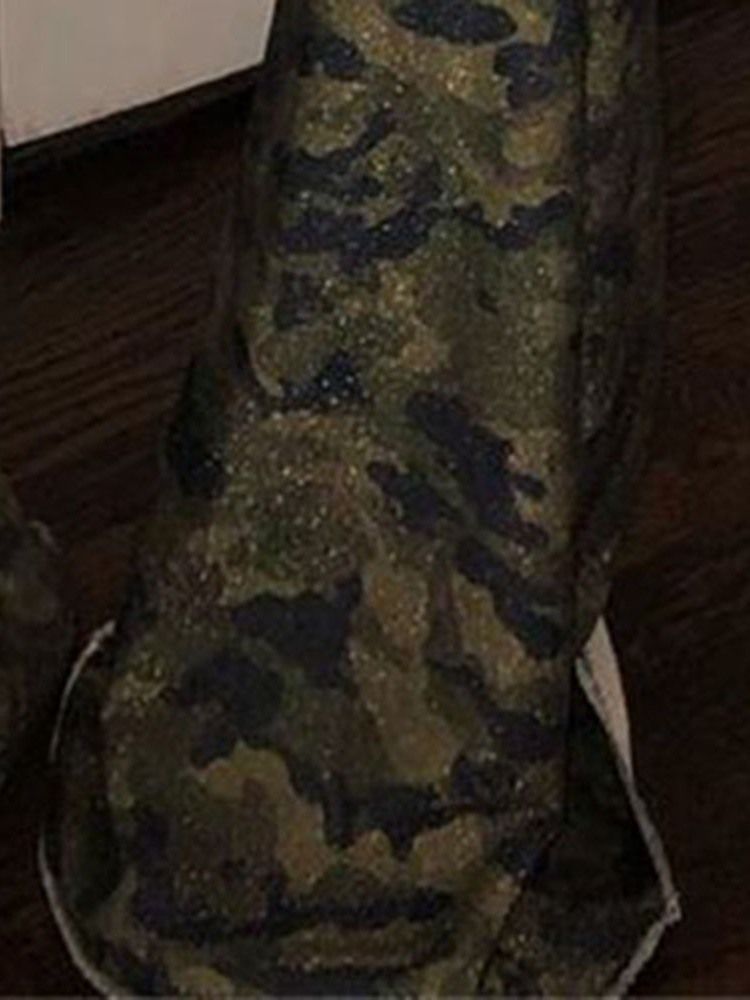 Slim Camouflage För Kvinnor I Full Längd Bellbottoms Casual Byxor