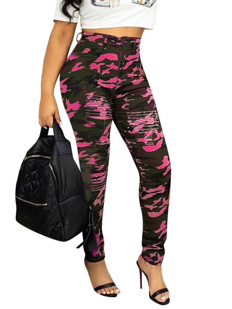 Slim Camouflage Pencil Pants För Kvinnor Casual Pants