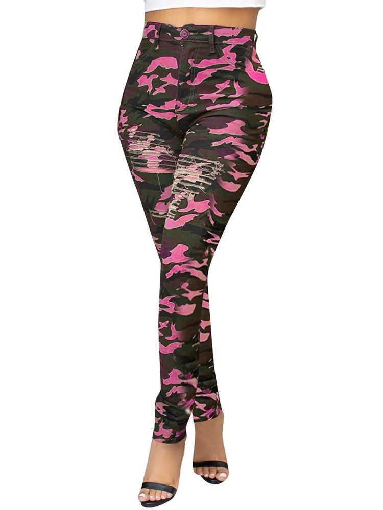 Slim Camouflage Pencil Pants För Kvinnor Casual Pants