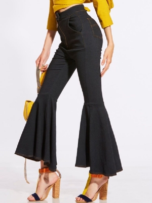 Slim High-waist Full Length Women's Bellbottoms