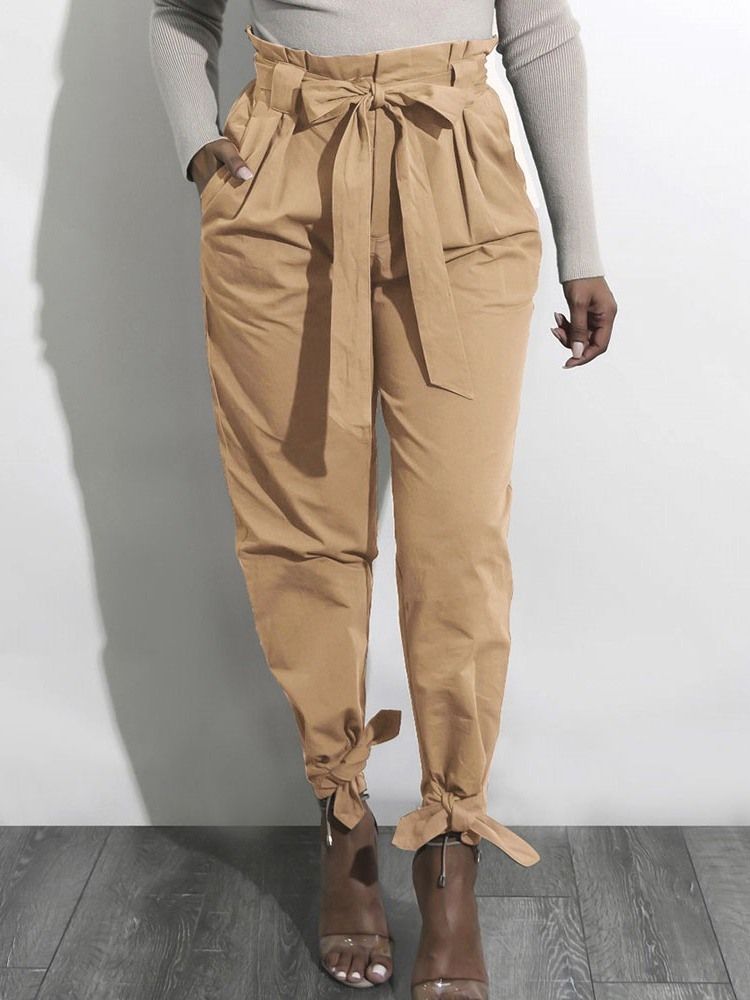 Slim Plain Full Length Pencil Pants Byxor För Kvinnor