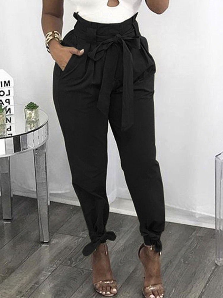 Slim Plain Full Length Pencil Pants Byxor För Kvinnor