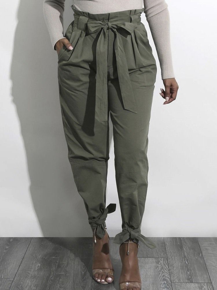 Slim Plain Full Length Pencil Pants Byxor För Kvinnor