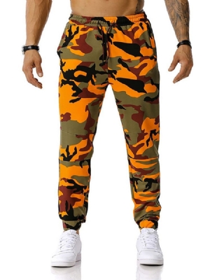 Snörning Camouflage Snörning Mid Midja Casual Herrbyxor