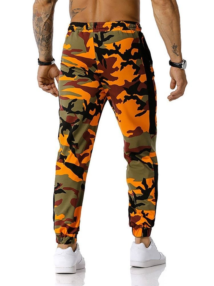 Snörning Camouflage Snörning Mid Midja Casual Herrbyxor