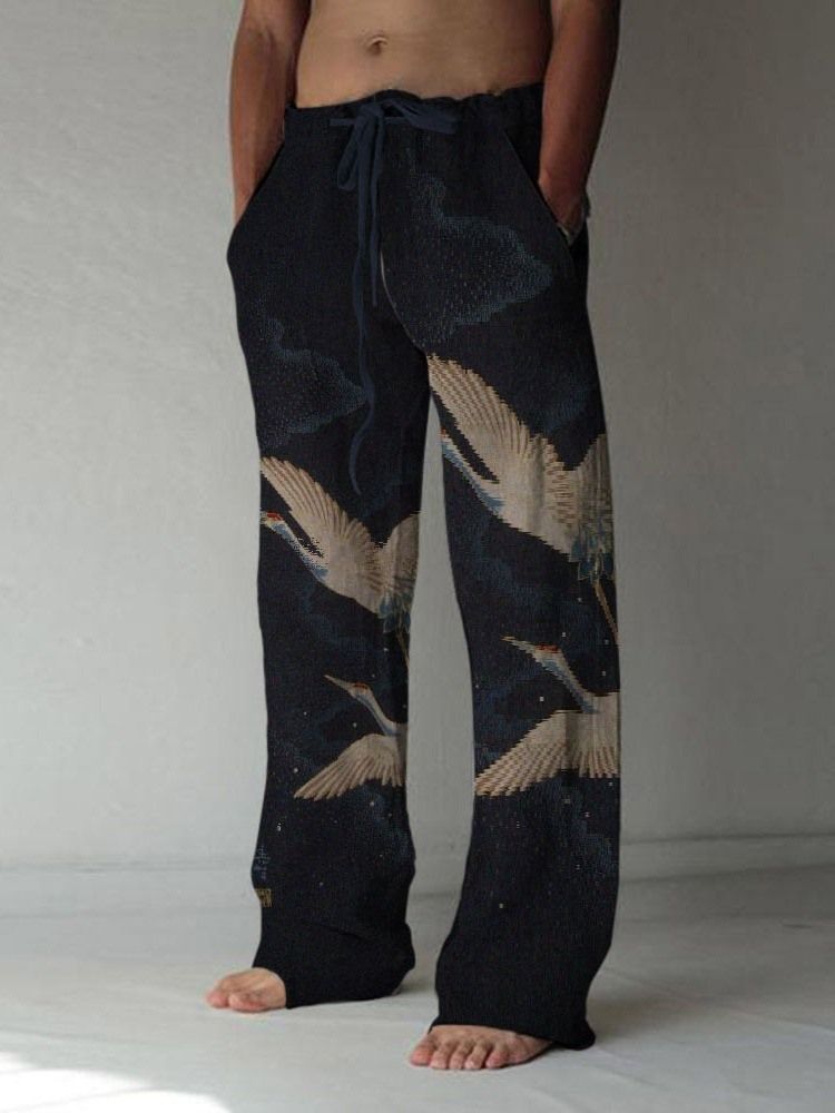 Straight Animal Print European Men's Casual Pants