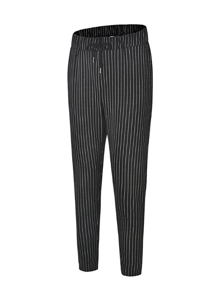 Stripe Pencil Lace-up Herrbyxor