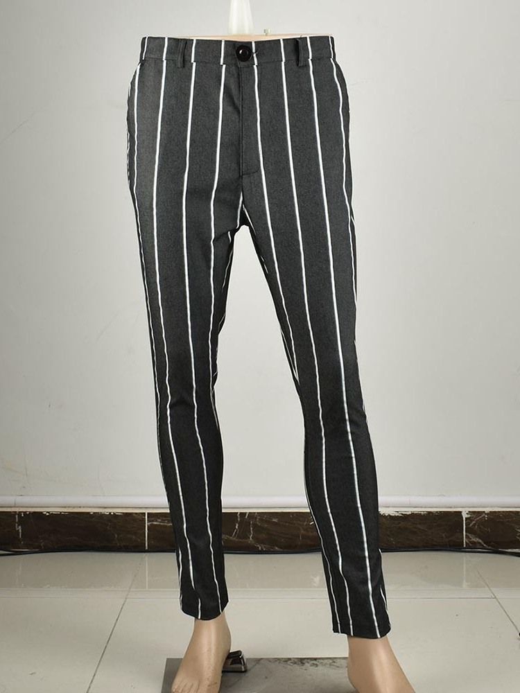 Stripe Pencil Pants Blixtlås Herrbyxor