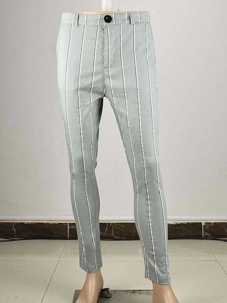 Stripe Pencil Pants Blixtlås Herrbyxor