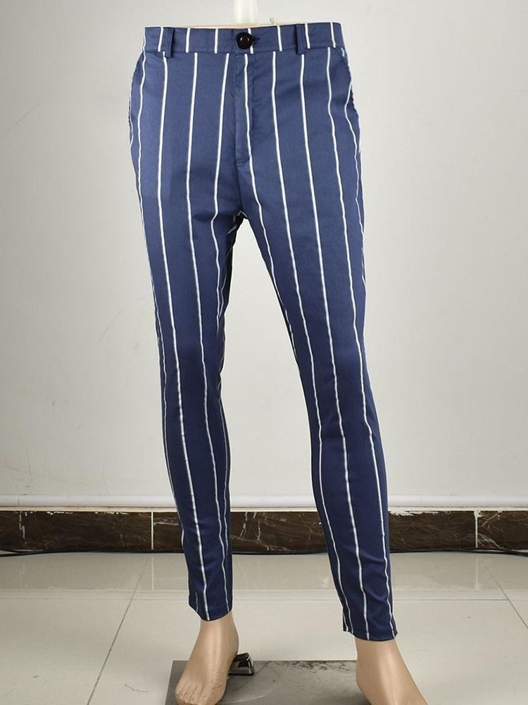 Stripe Pencil Pants Blixtlås Herrbyxor