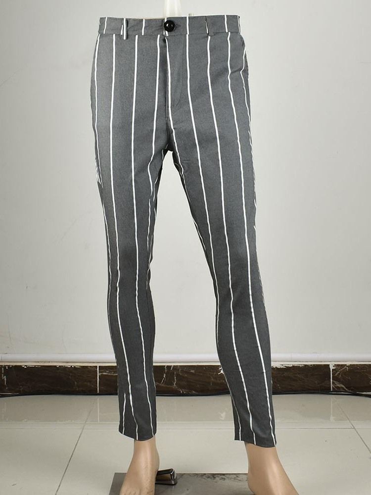 Stripe Pencil Pants Blixtlås Herrbyxor