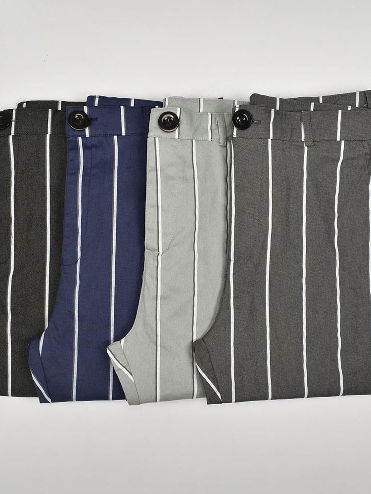 Stripe Pencil Pants Blixtlås Herrbyxor