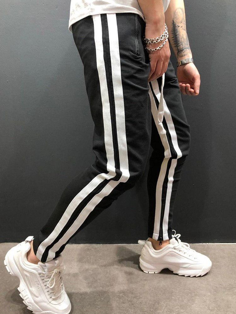 Stripe Pencil Pants Lace-up European Lace-up Casual Men's Pants