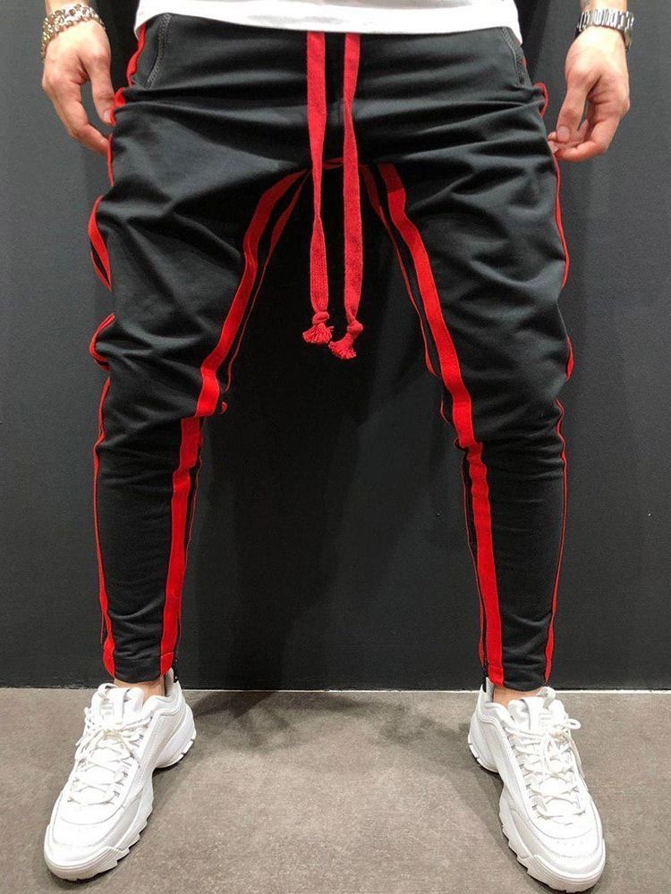 Stripe Pencil Pants Lace-up European Lace-up Casual Men's Pants