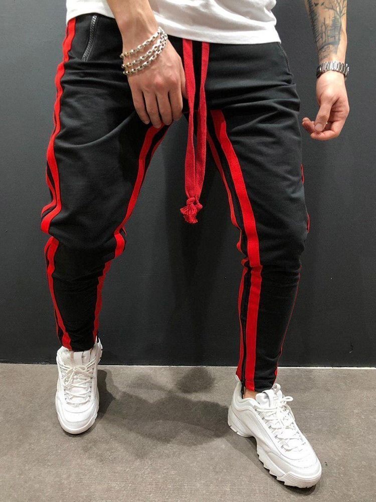 Stripe Pencil Pants Lace-up European Lace-up Casual Men's Pants