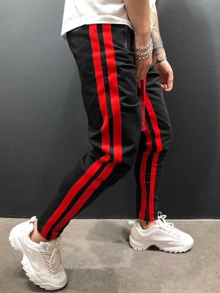 Stripe Pencil Pants Lace-up European Lace-up Casual Men's Pants