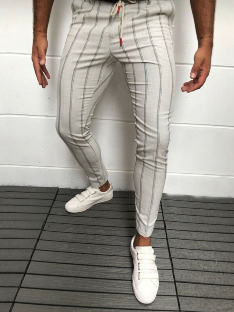 Stripe Pocket European Men's Casual Pants