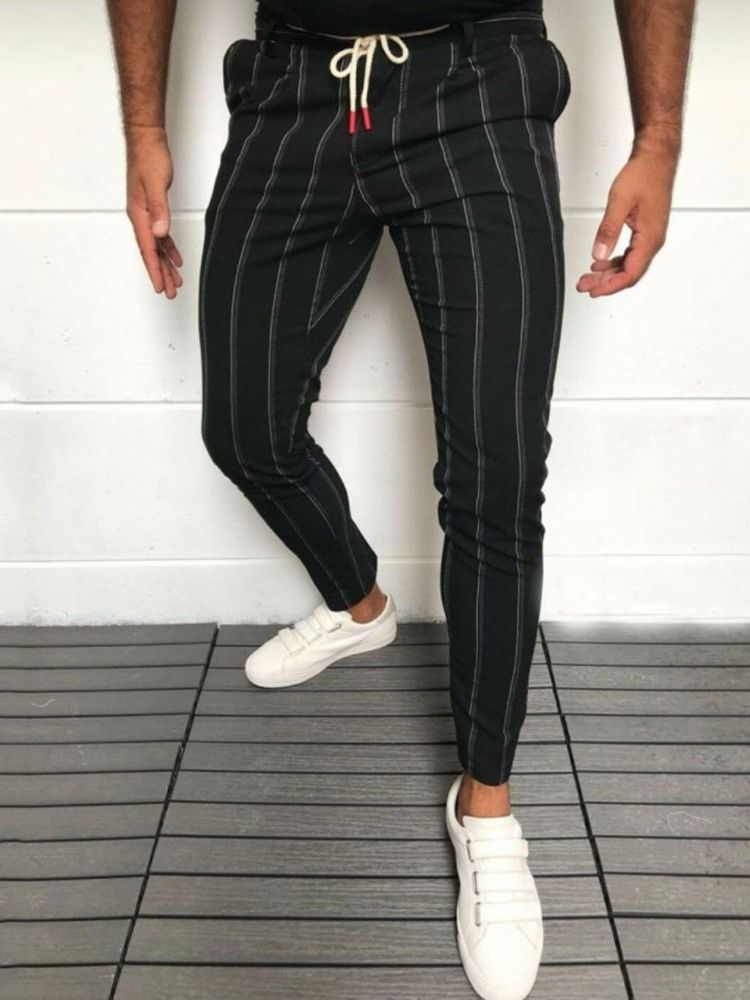 Stripe Pocket European Men's Casual Pants