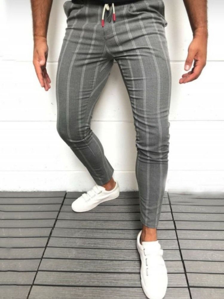 Stripe Pocket European Men's Casual Pants