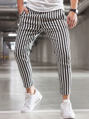 Stripe Straight Lace-up Herrbyxor