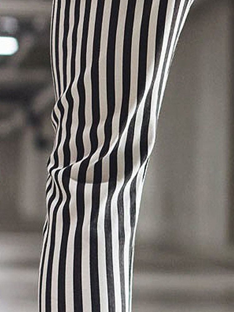 Stripe Straight Lace-up Herrbyxor