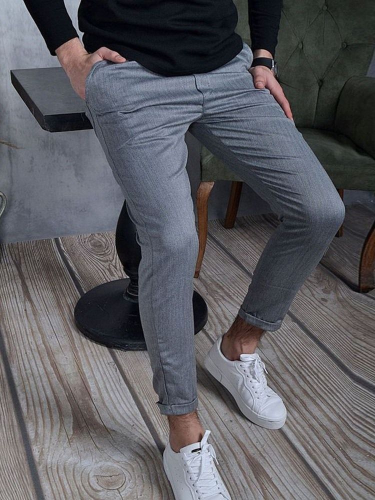 Vanliga Pennbyxor För Män Casual Mid Waist Pants