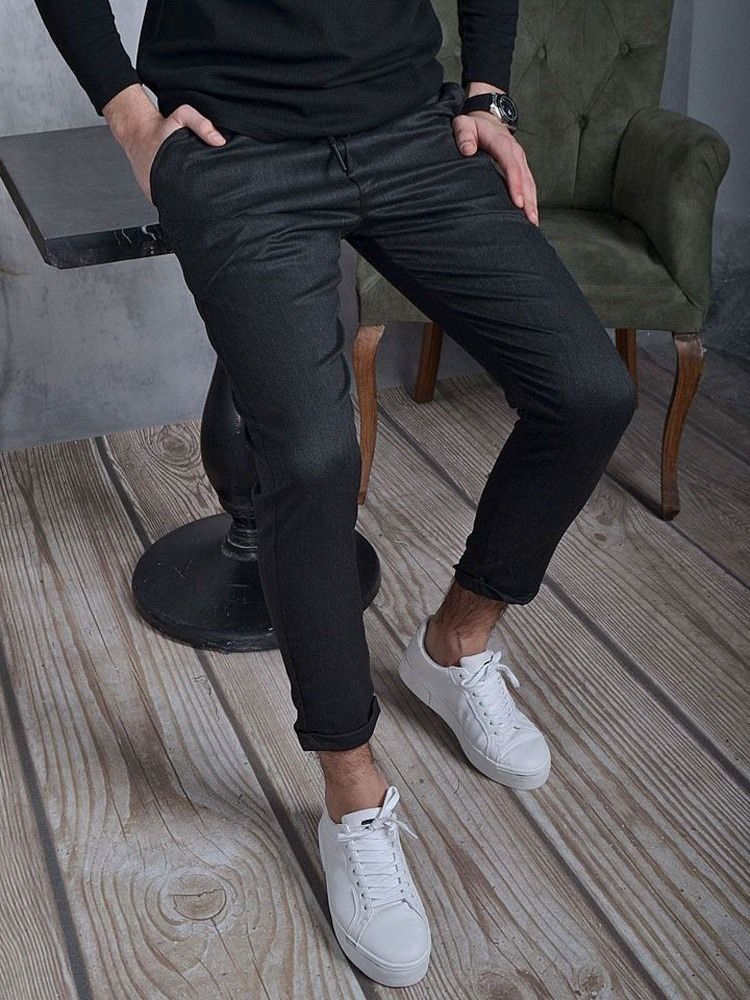 Vanliga Pennbyxor För Män Casual Mid Waist Pants