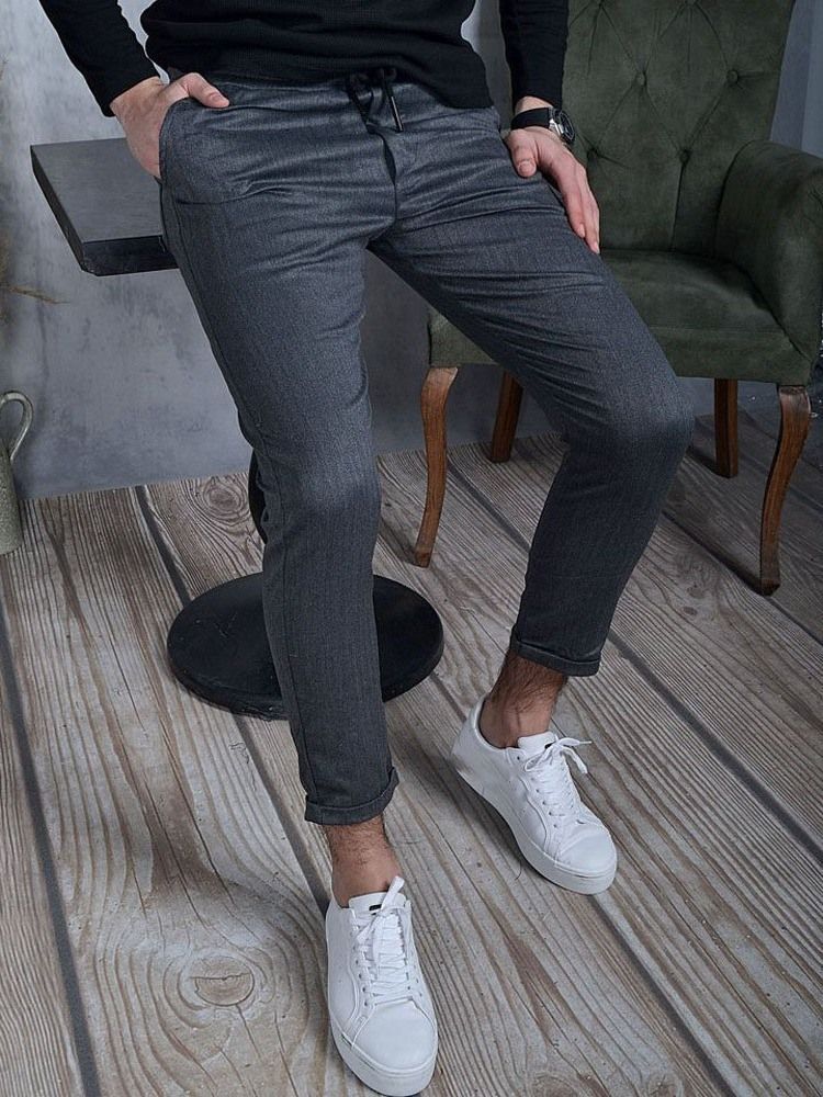 Vanliga Pennbyxor För Män Casual Mid Waist Pants